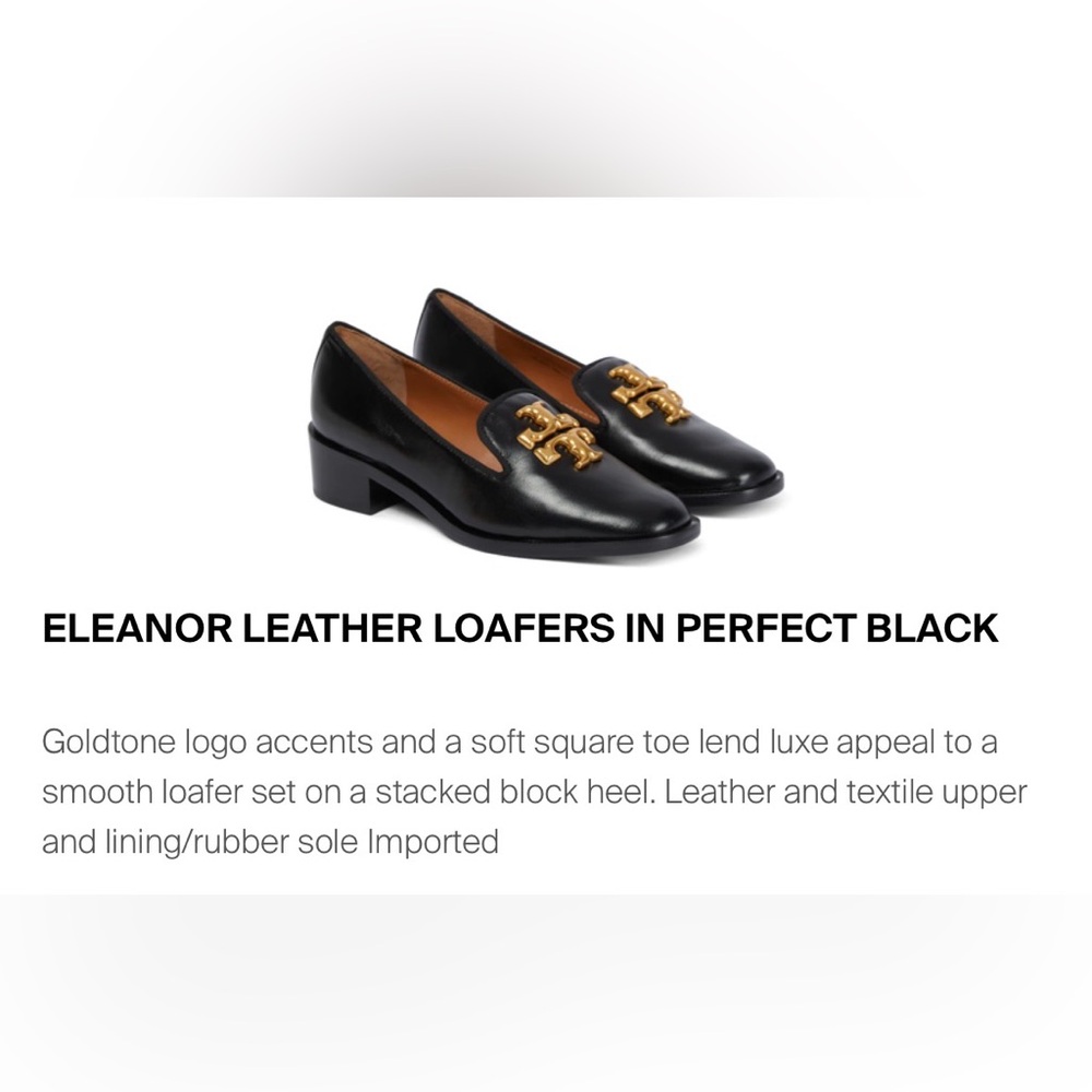 Tory Burch ELEANOR LEATHER LOAFERS IN PERFECT BLACK - Picture 2 of 16